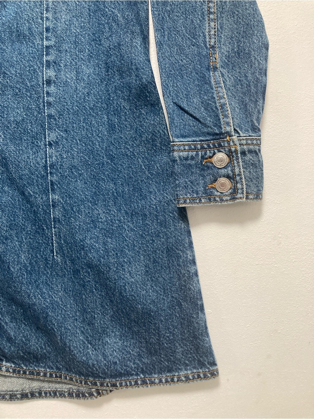 Zara Denim Mini Dress Demin Shirt Dress Size M 100% Cotton Western Y2K Blue - Picture 3 of 16